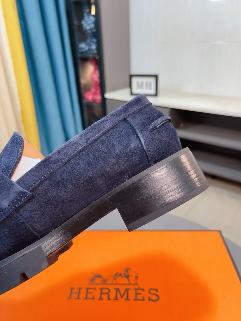Men's shoes 💰458🌹🌹Niuli "HERMES" Hermès business leather shoes, original factory configuration, original imported frosted cowhide upper + luxury hardware logo + fully imported original customized cowhide lining, sole: rubber wear-resistant outsole, difficult craftsmanship, original factory follow-up goods, 🔍🔍high quality code number: 38-44 45 can be customized